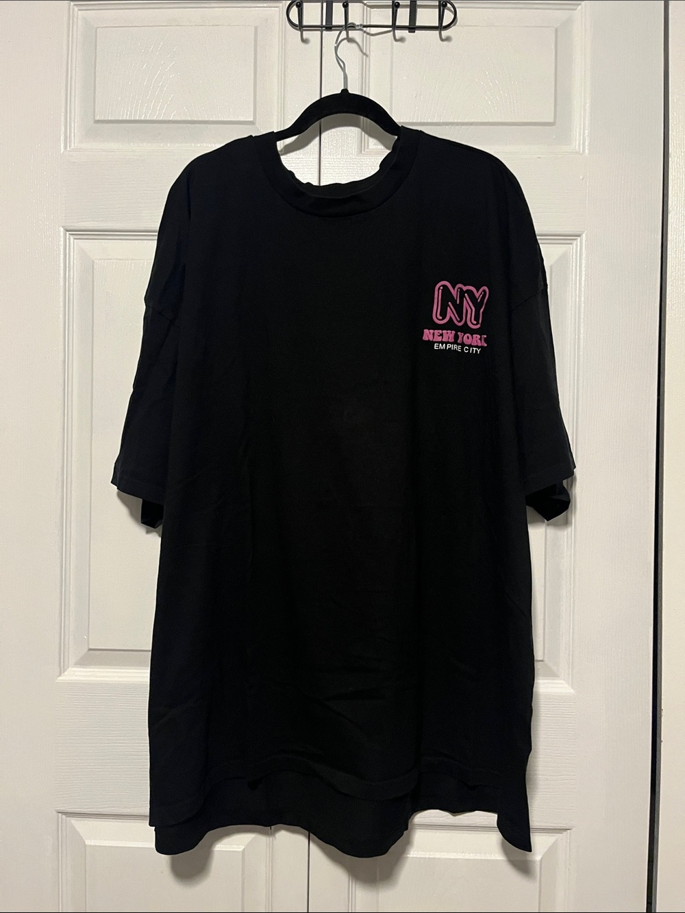 Riot Empire Men’s Black Graphic Tee with Pink 'NY' Accents